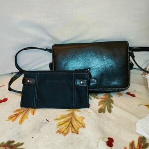 Kenneth Cole Shiny Black Crossbody Bag Duo